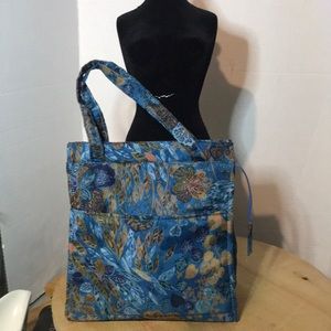 Lunch Bag Flower Pattern Blue and Copper Tones Great Pre-owned condition